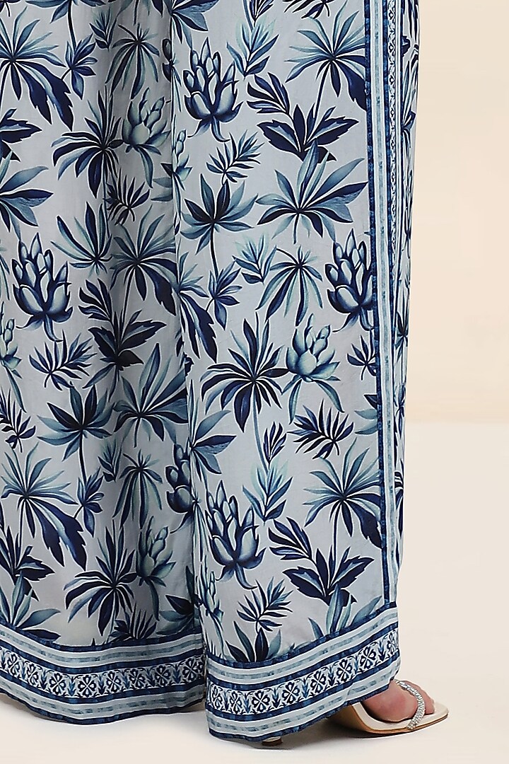 Blue Crepe Floral Print Co-Ord Set by TANGERINE at Pernia's Pop Up Shop