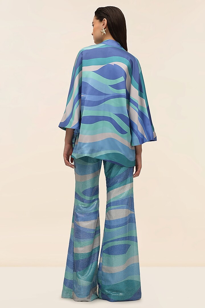 Seafoam Blue Satin Jacket by Taangerine Tiger at Pernia's Pop Up Shop