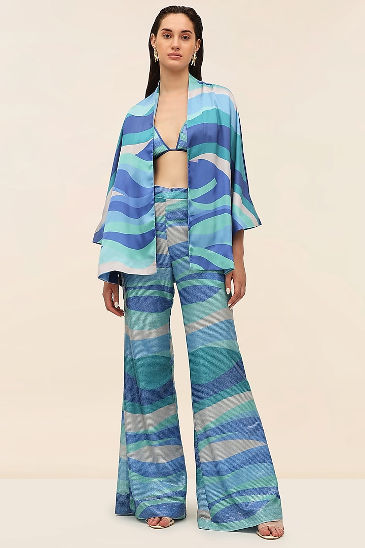 Seafoam Blue Satin Jacket by Taangerine Tiger at Pernia's Pop Up Shop