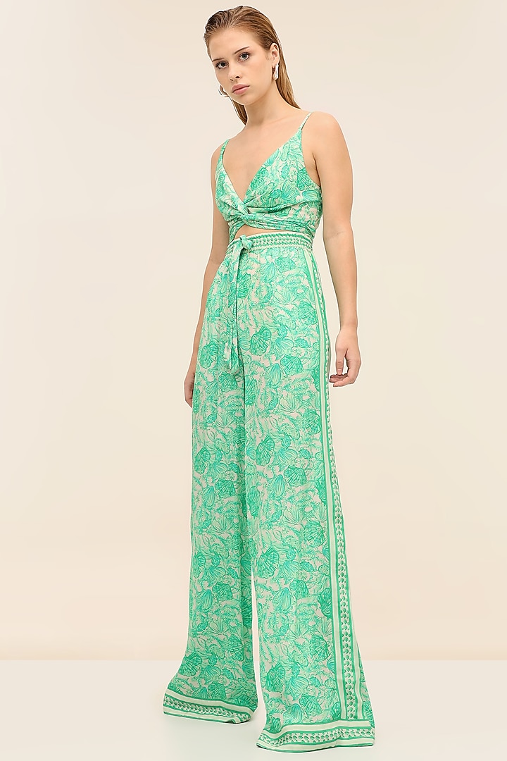 Green Crepe Co-Ord Set by Taangerine Tiger at Pernia's Pop Up Shop