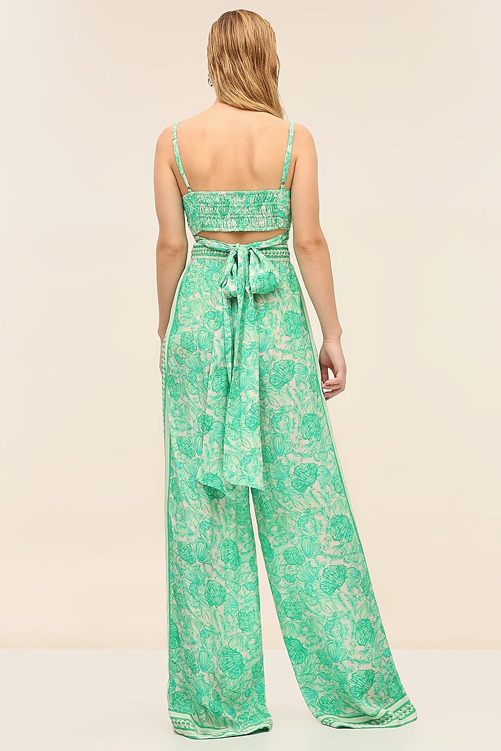 Green Crepe Co-Ord Set by Taangerine Tiger at Pernia's Pop Up Shop