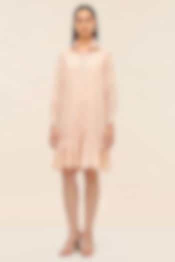 Coral Schiffli Hand Embroidered Mini Vacation Dress by TANGERINE at Pernia's Pop Up Shop