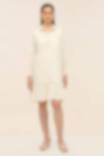 Ivory Schiffli Hand-Embroidered Mini Vacation Dress by TANGERINE at Pernia's Pop Up Shop