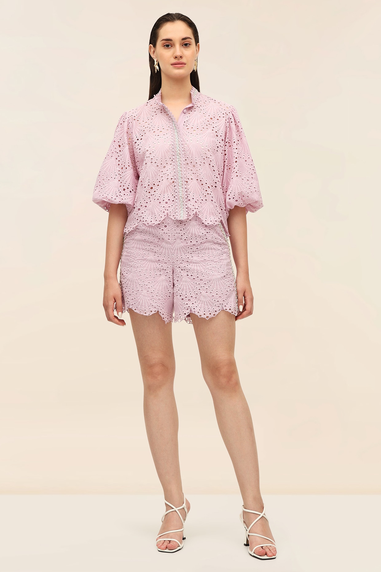 TANGERINE Lavender Schiffli Printed Co-Ord Set