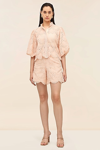 Coral Schiffli Printed Co-Ord Set by Taangerine Tiger