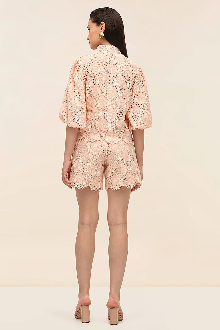 Coral Schiffli Printed Co-Ord Set by TANGERINE at Pernia's Pop Up Shop