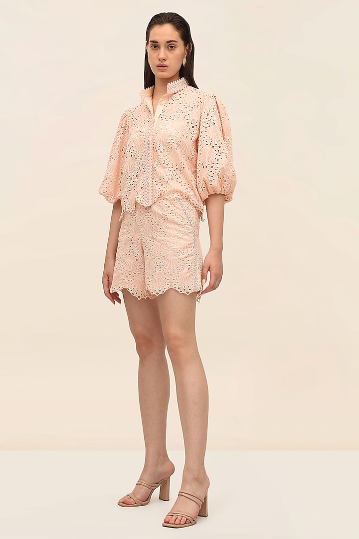 Coral Schiffli Printed Co-Ord Set by TANGERINE at Pernia's Pop Up Shop