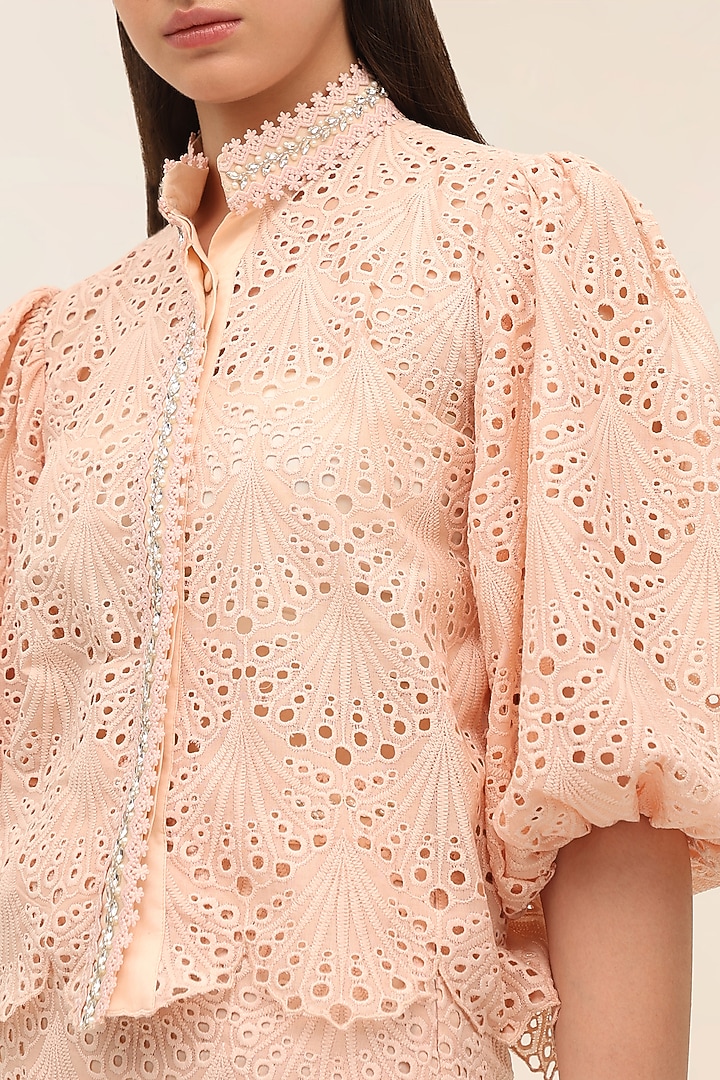 Coral Schiffli Printed Co-Ord Set by TANGERINE at Pernia's Pop Up Shop