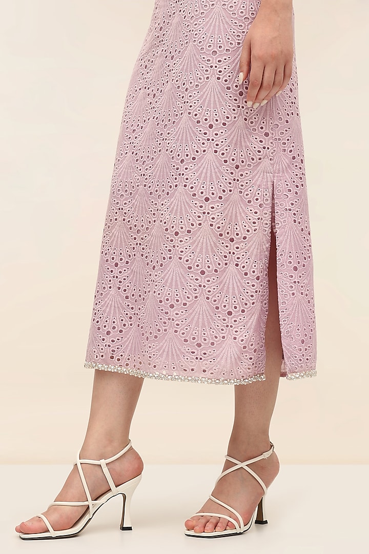 Amethyst Schiffli Midi Pencil Skirt by TANGERINE at Pernia's Pop Up Shop