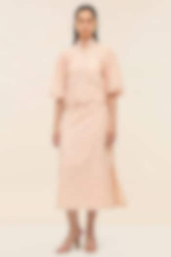 Coral Schiffli Midi Pencil Skirt by Taangerine Tiger at Pernia's Pop Up Shop