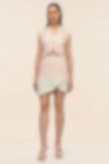 Oyster Schiffli Hand Embroidered Mini Skirt Set by Taangerine Tiger at Pernia's Pop Up Shop