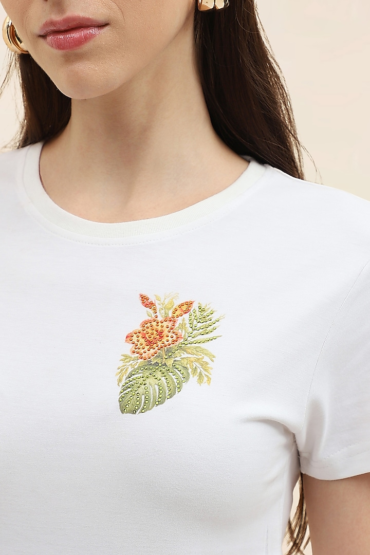 White Cotton T-Shirt by Taangerine Tiger at Pernia's Pop Up Shop