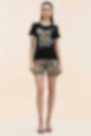 Black Cotton T-Shirt by Taangerine Tiger at Pernia's Pop Up Shop