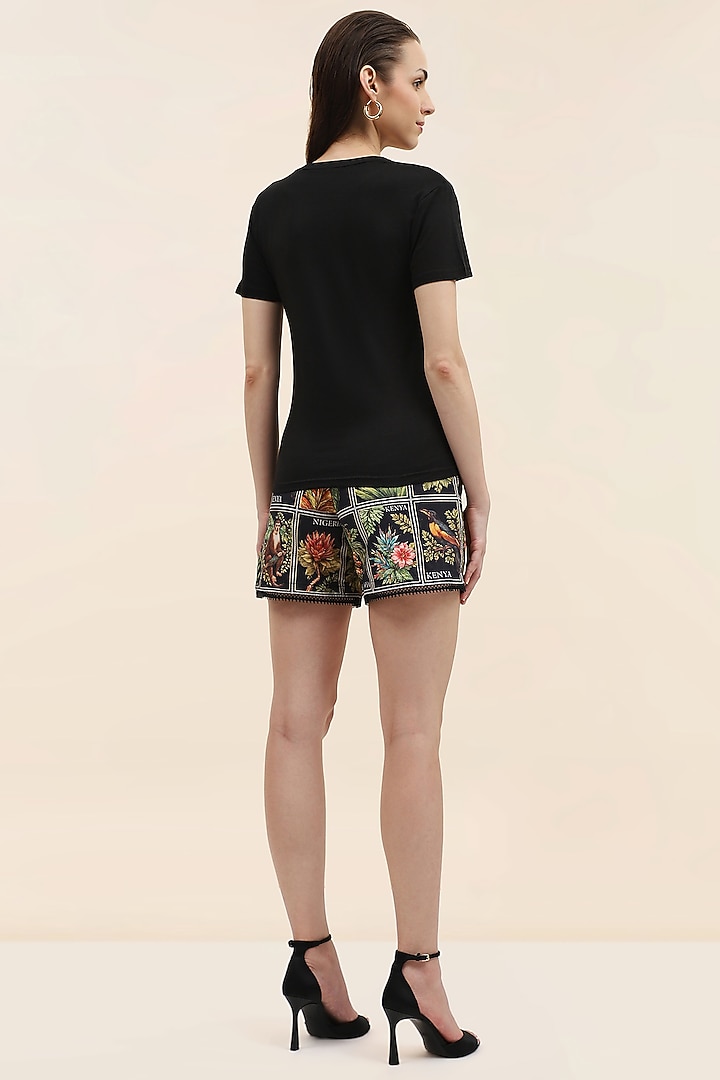 Black Cotton T-Shirt by Taangerine Tiger at Pernia's Pop Up Shop