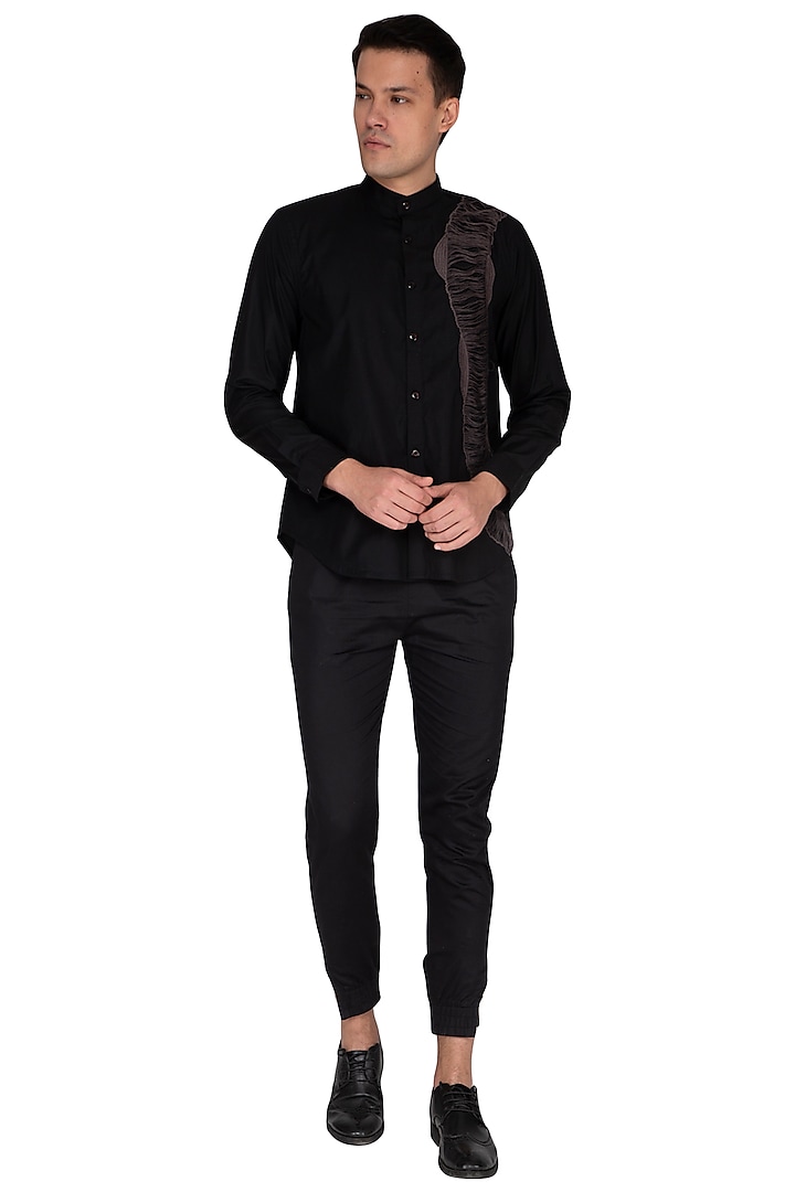 Black Embroidered Shirt by The Natty Garb