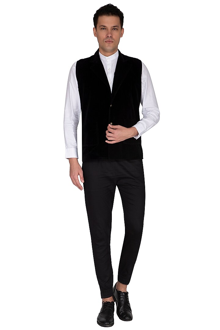 Black Lapel Collared Waistcoat by The Natty Garb