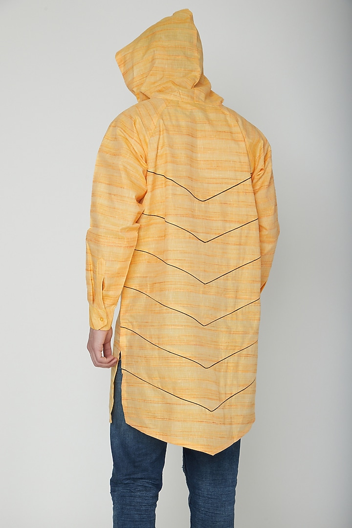 Yellow Asymmetric Hoodie Kurta by The Natty Garb at Pernia's Pop Up Shop