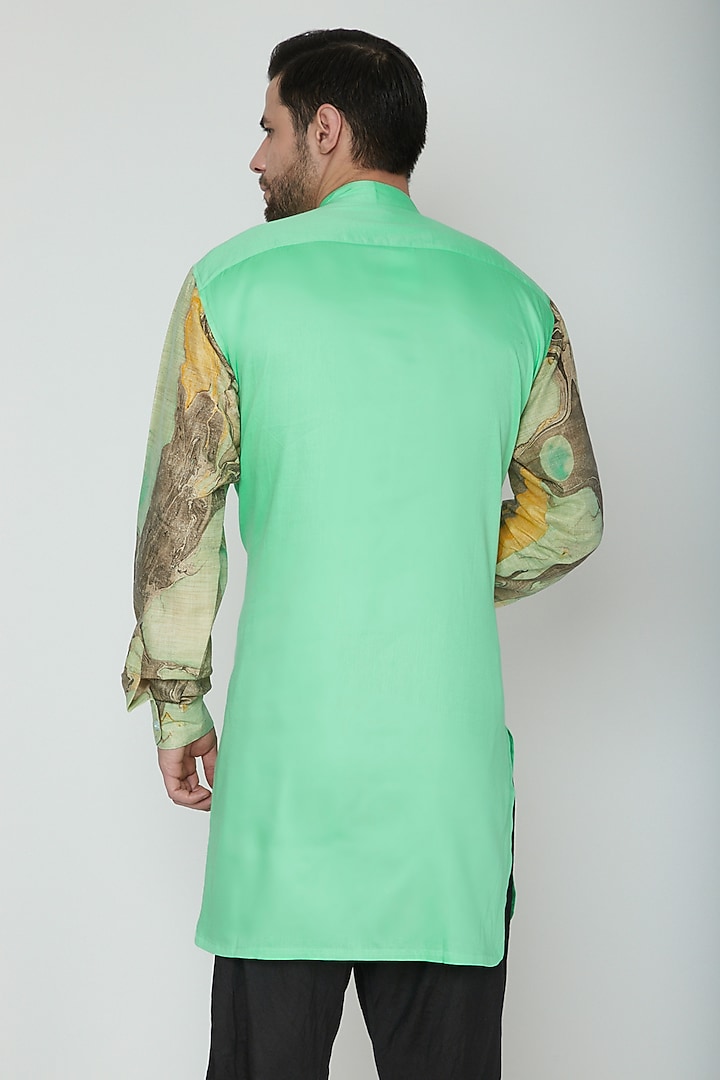 Neo-Mint Green Printed Kurta by The Natty Garb at Pernia's Pop Up Shop