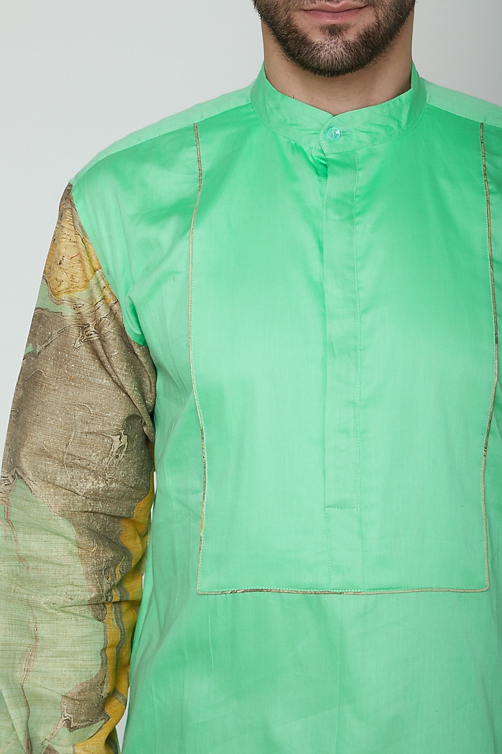 Neo-Mint Green Printed Kurta by The Natty Garb at Pernia's Pop Up Shop