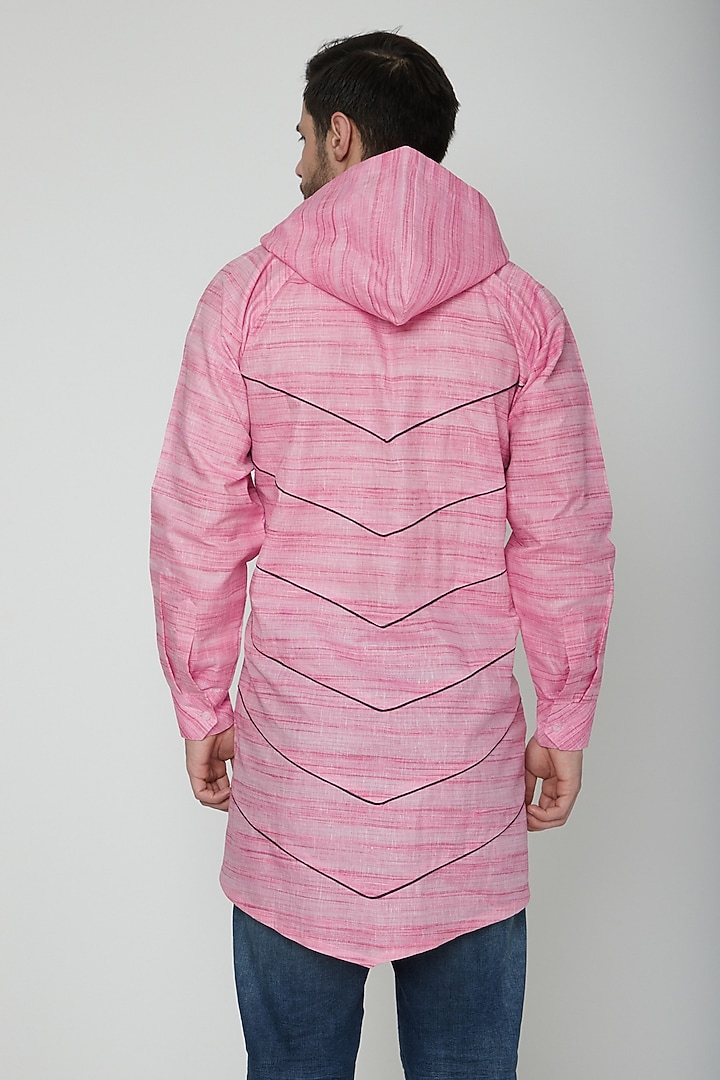 Blush Pink Asymmetric Hoodie Kurta by The Natty Garb at Pernia's Pop Up Shop