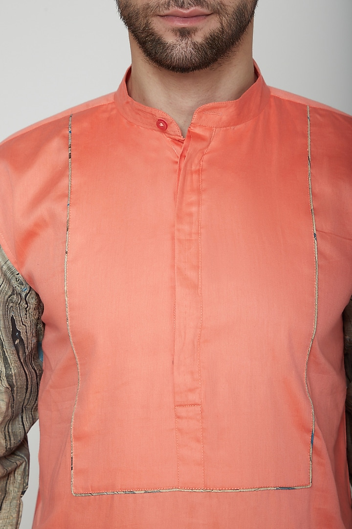 Peach Marble Printed Kurta by The Natty Garb at Pernia's Pop Up Shop