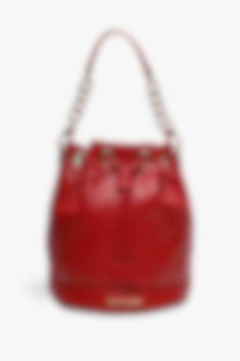 Red Leather Bucket Bag by Tan and Loom at Pernia's Pop Up Shop