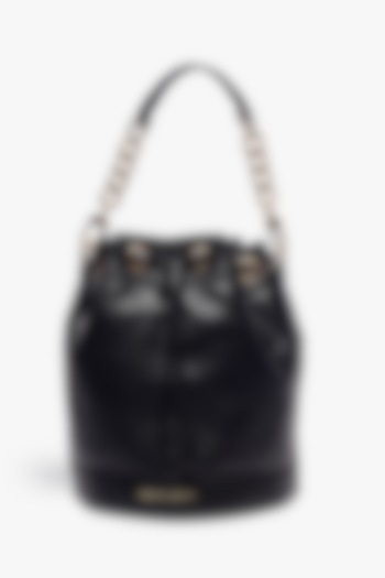 Black Leather Bucket Bag by Tan and Loom at Pernia's Pop Up Shop