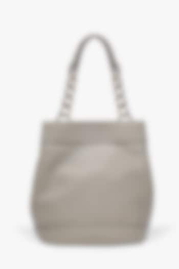 Grey Leather Batua Bag by Tan and Loom at Pernia's Pop Up Shop