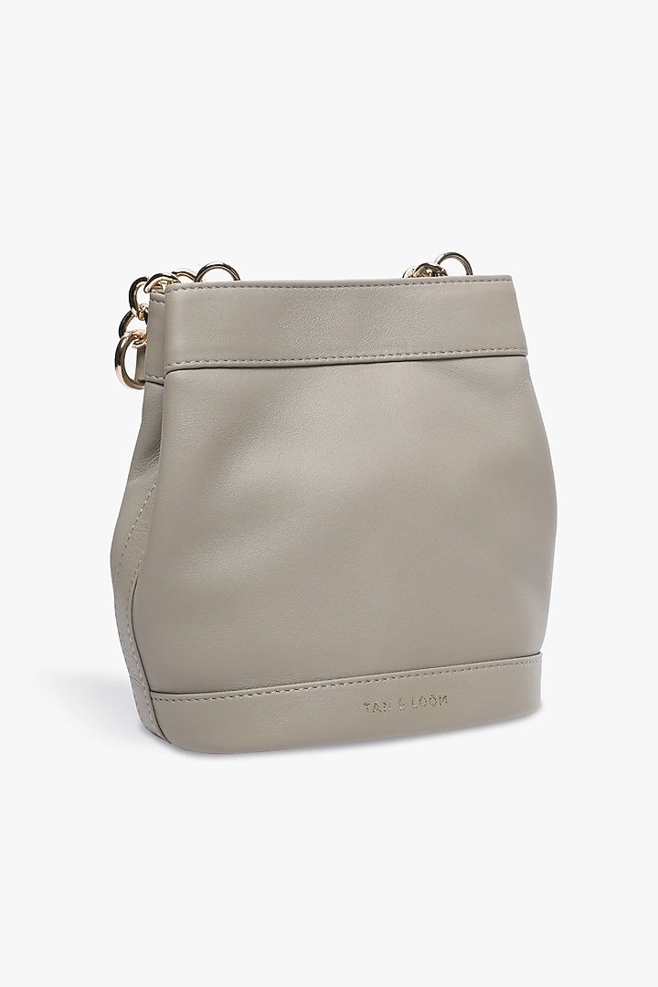 Grey Leather Batua Bag by Tan and Loom at Pernia's Pop Up Shop