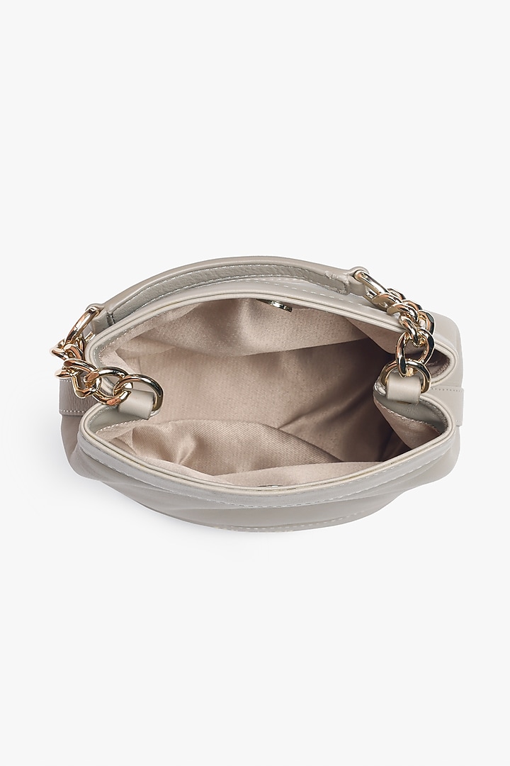 Grey Leather Batua Bag by Tan and Loom at Pernia's Pop Up Shop