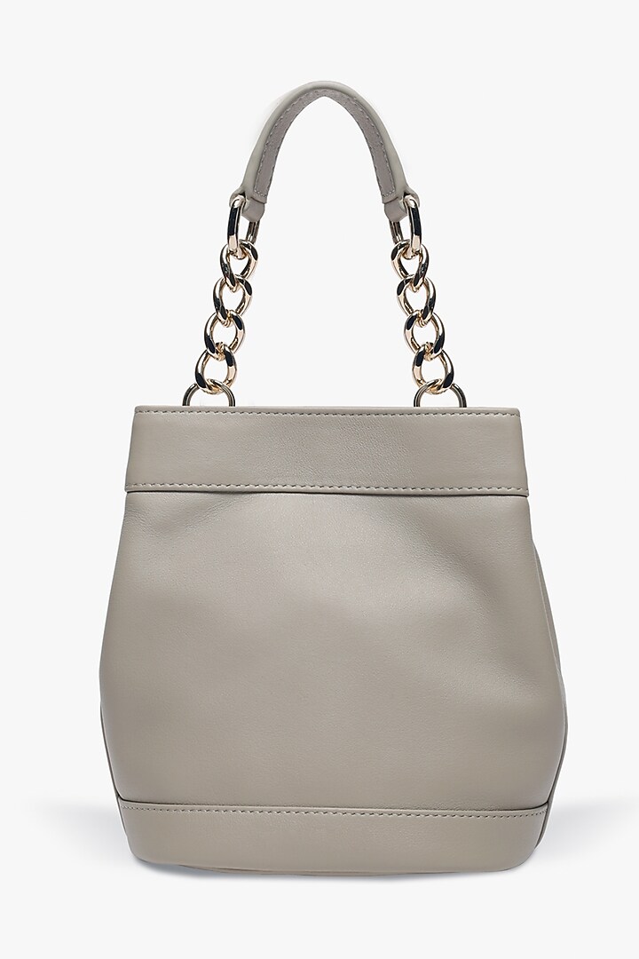 Grey Leather Batua Bag by Tan and Loom at Pernia's Pop Up Shop
