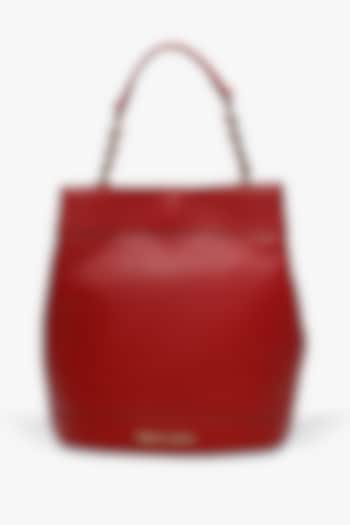 Red Leather Batua Bag by Tan and Loom