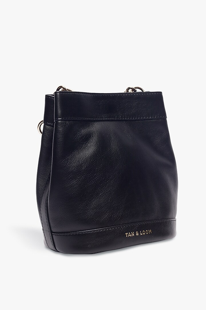Black Leather Batua Bag by Tan and Loom at Pernia's Pop Up Shop