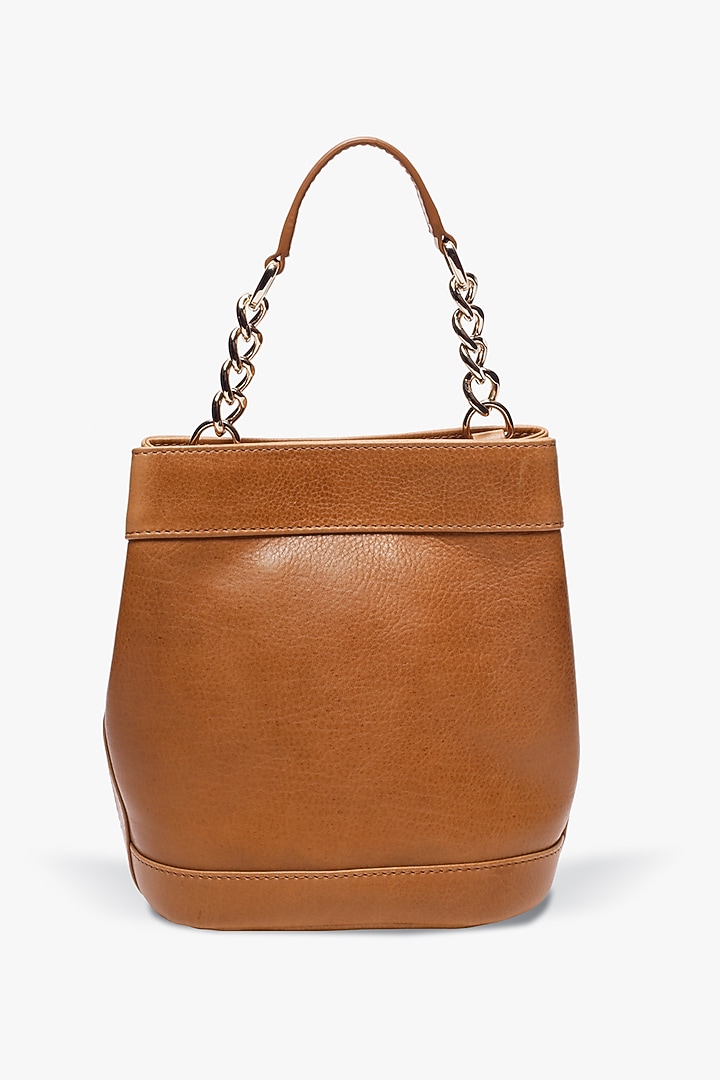Tan Leather Batua Bag by Tan and Loom at Pernia's Pop Up Shop