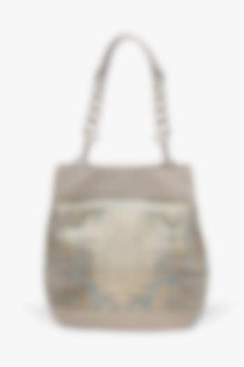 Misty Mint Leather & Brocade Batua Bag by Tan and Loom