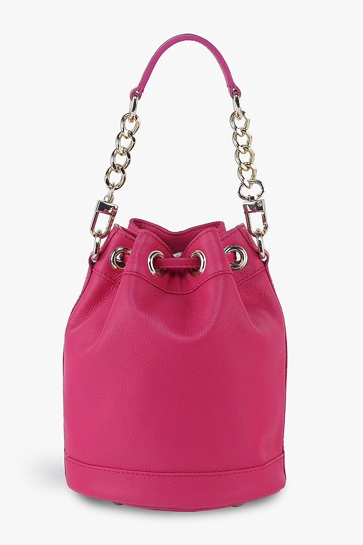 Pink Genuine Leather Bucket Bag by Tan and Loom at Pernia's Pop Up Shop