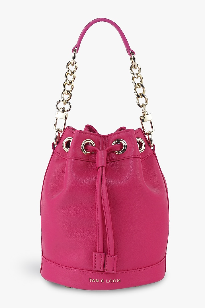 Pink Genuine Leather Bucket Bag by Tan and Loom at Pernia's Pop Up Shop