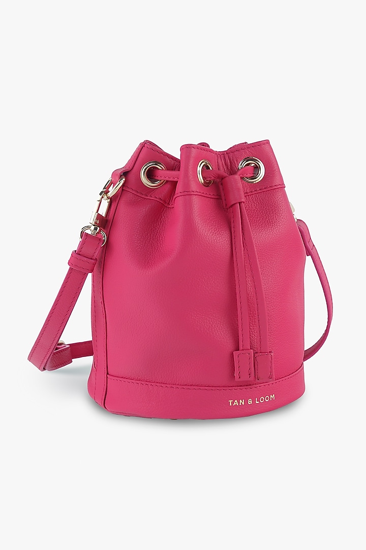 Pink Genuine Leather Bucket Bag by Tan and Loom at Pernia's Pop Up Shop
