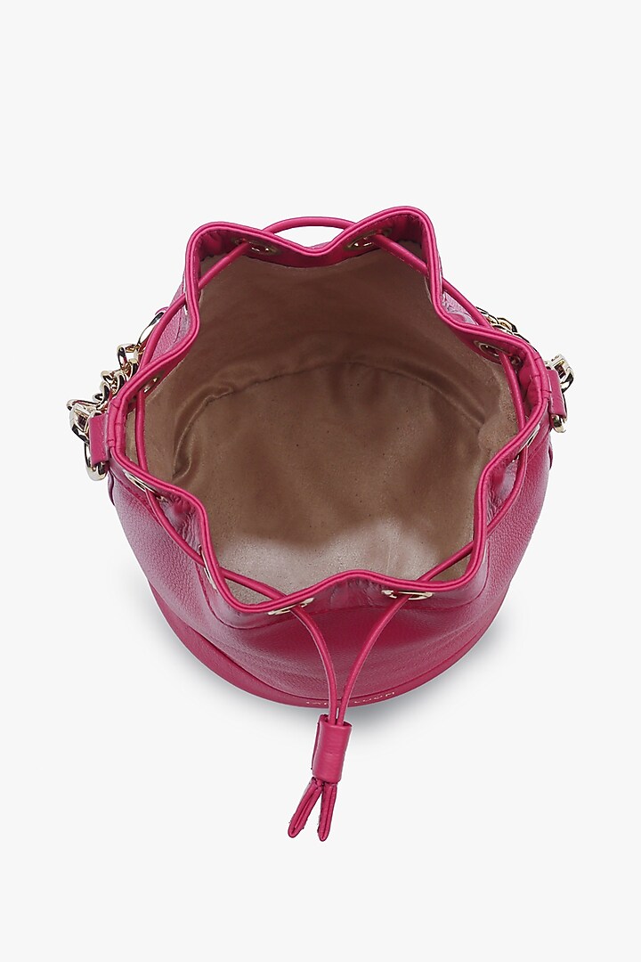 Pink Genuine Leather Bucket Bag by Tan and Loom at Pernia's Pop Up Shop