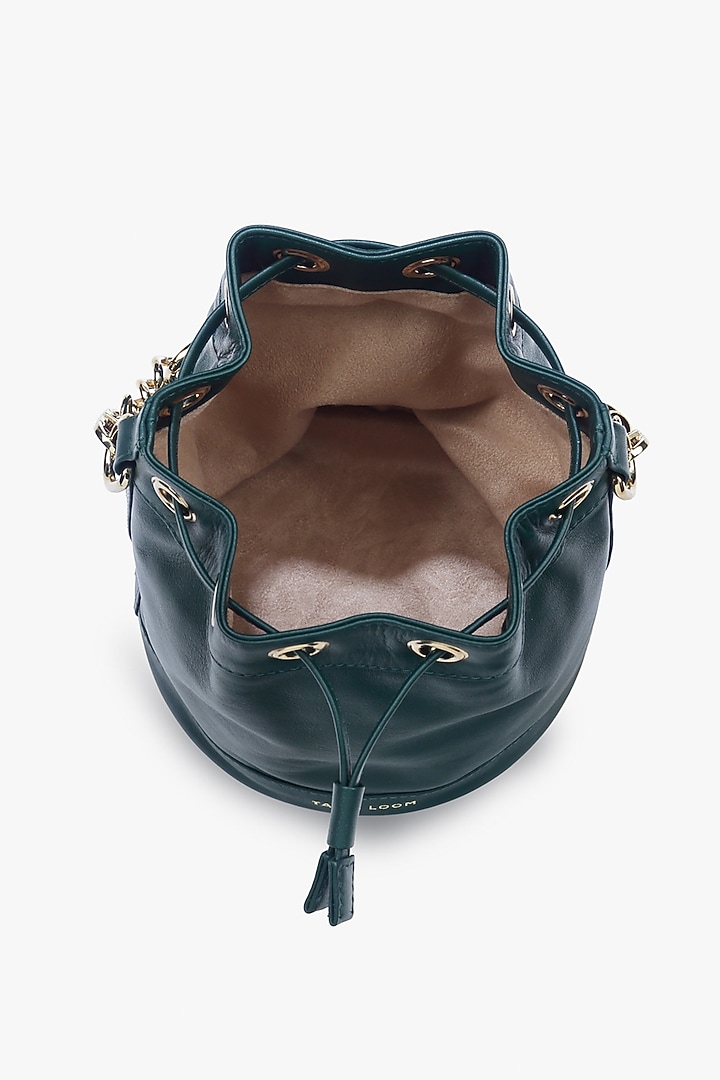 Green Genuine Leather Bucket Bag by Tan and Loom at Pernia's Pop Up Shop
