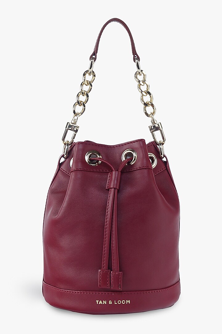 Maroon Genuine Leather Bucket Bag by Tan and Loom at Pernia's Pop Up Shop