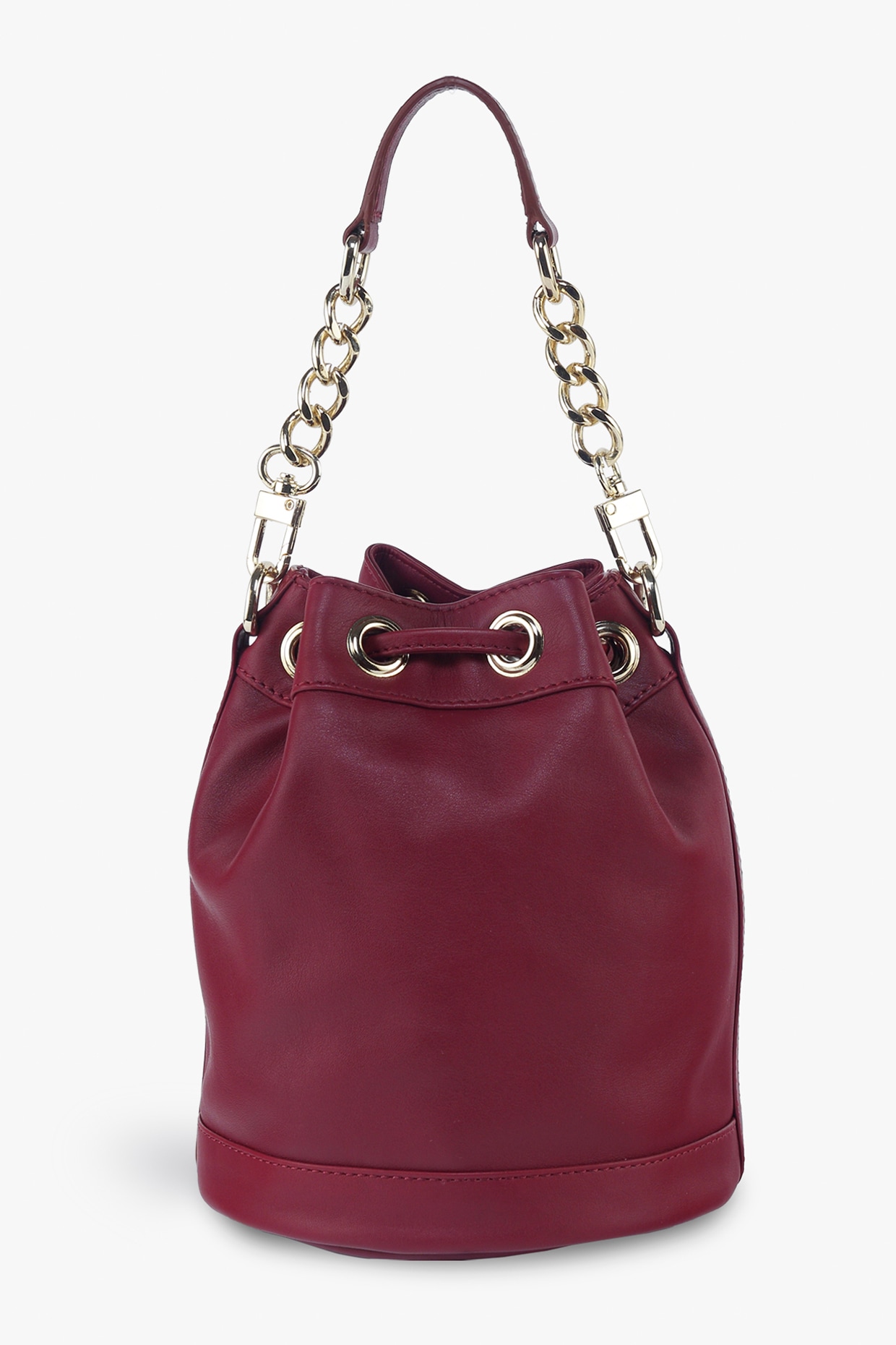 Maroon Genuine Leather Bucket Bag by Tan and Loom at Pernia's Pop Up Shop