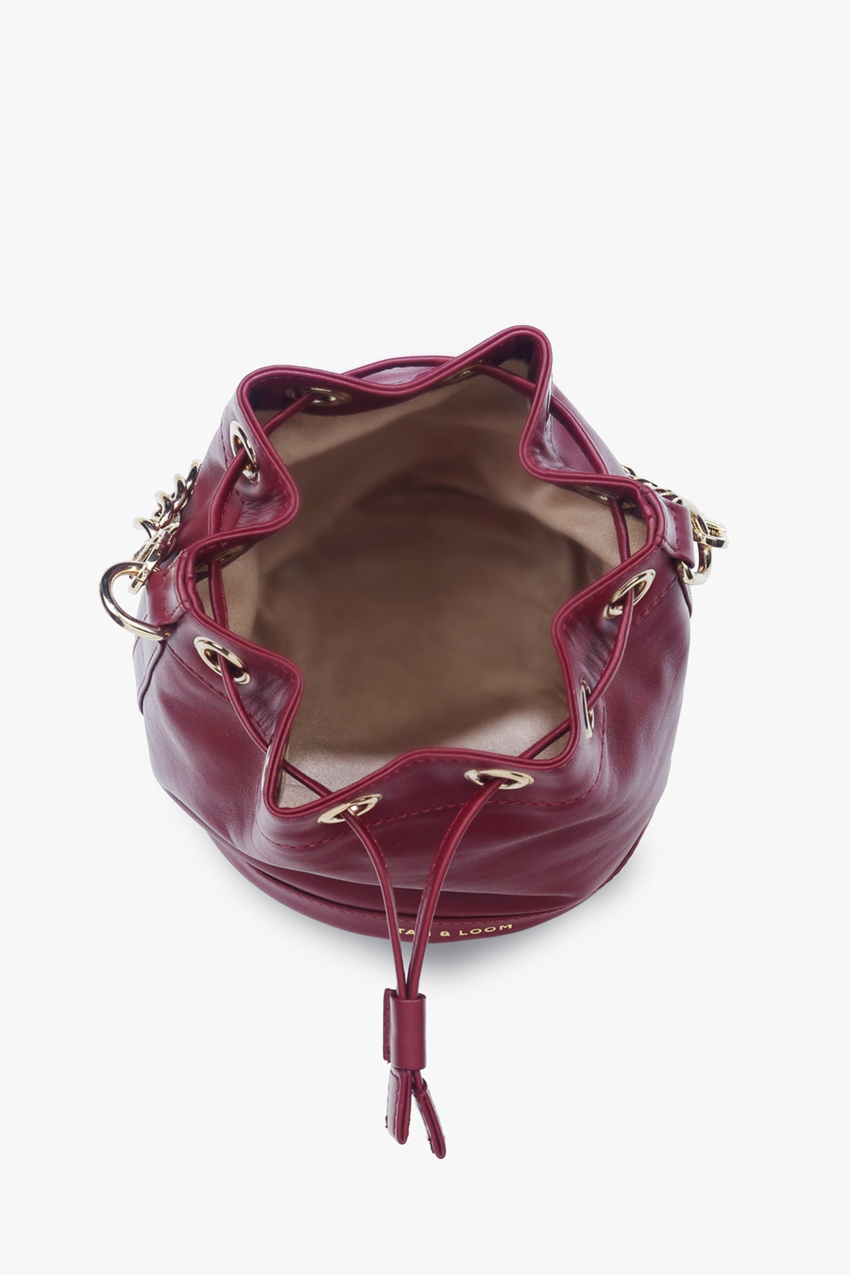 Maroon Genuine Leather Bucket Bag by Tan and Loom at Pernia's Pop Up Shop