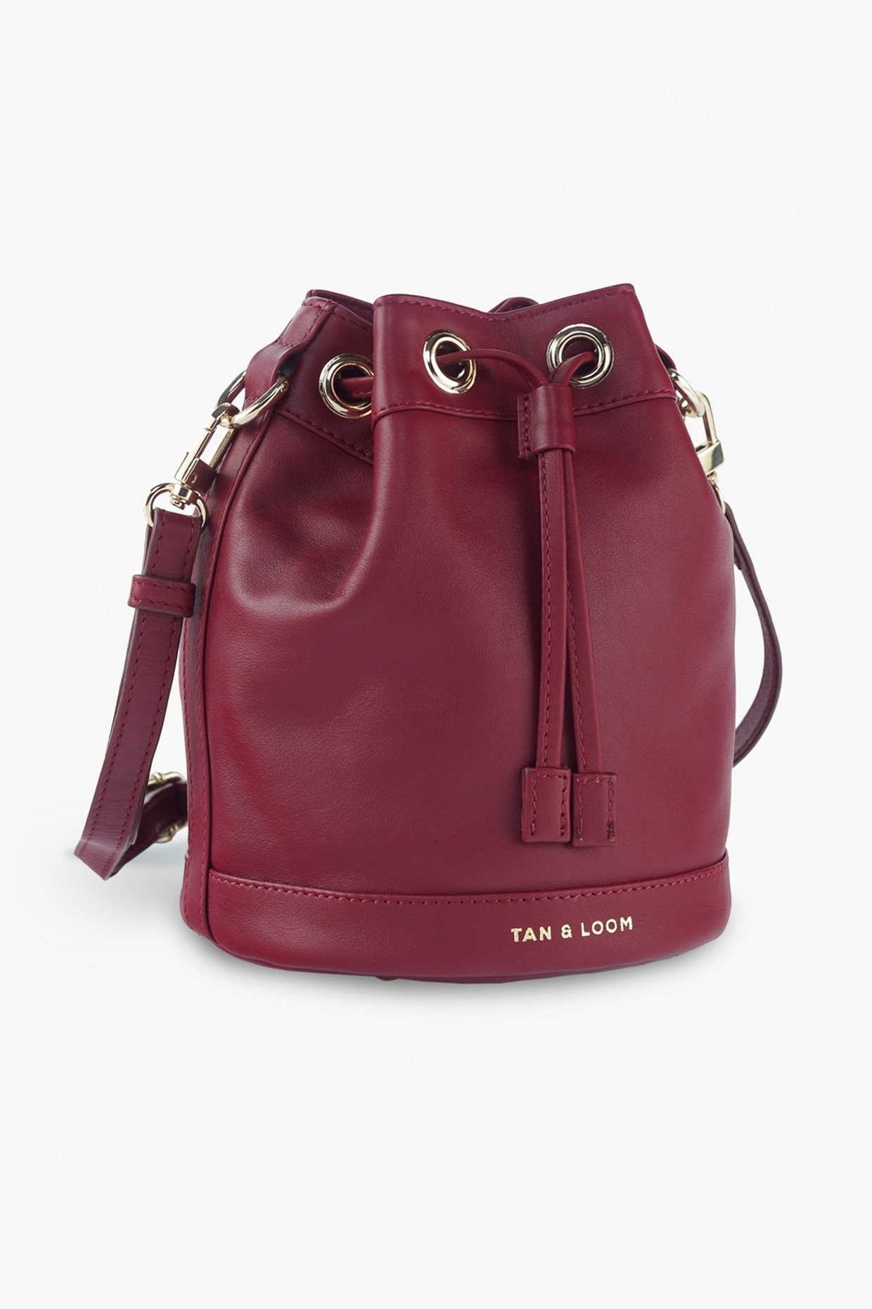 Maroon Genuine Leather Bucket Bag by Tan and Loom at Pernia's Pop Up Shop