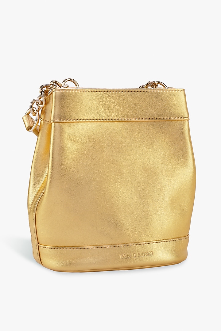 Gold Genuine Leather Batua Bag by Tan and Loom at Pernia's Pop Up Shop
