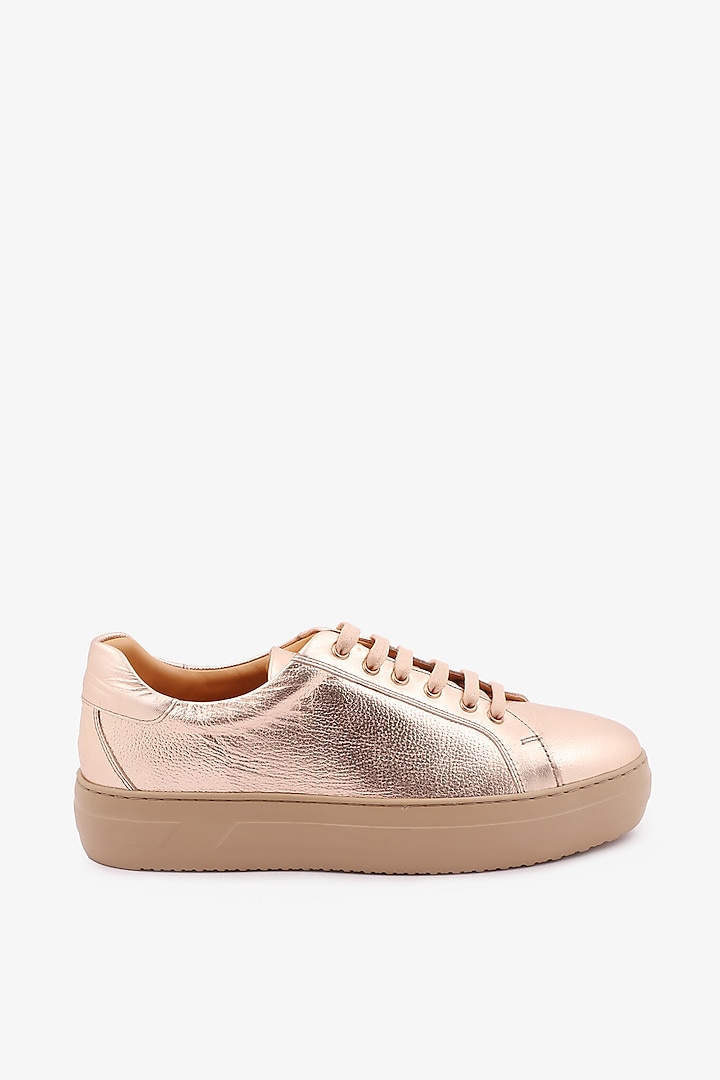 Rose Gold Leather Sneakers by Toni Rossi