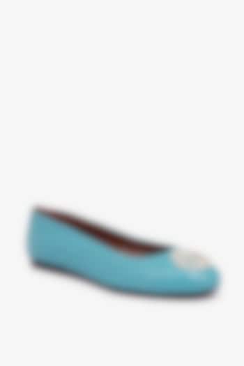 Teal Napa Leather Ballerinas by Toni Rossi at Pernia's Pop Up Shop