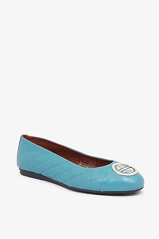 Teal Napa Leather Ballerinas by Toni Rossi