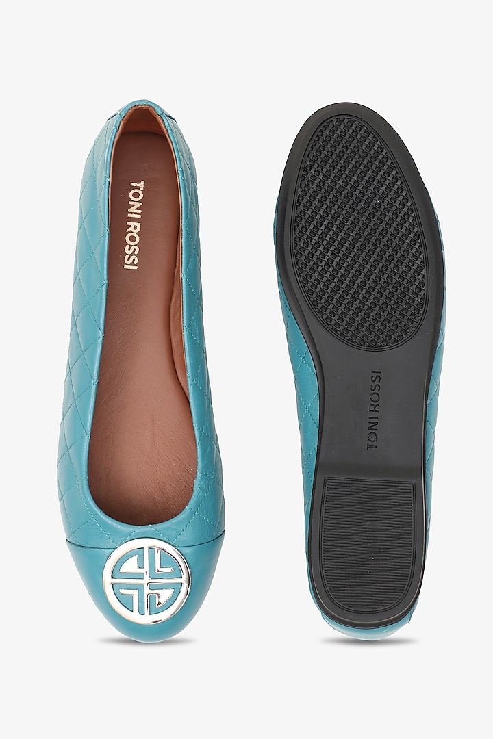 Teal Napa Leather Ballerinas by Toni Rossi at Pernia's Pop Up Shop