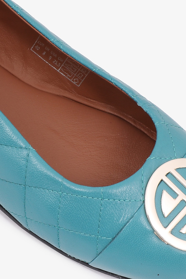 Teal Napa Leather Ballerinas by Toni Rossi at Pernia's Pop Up Shop